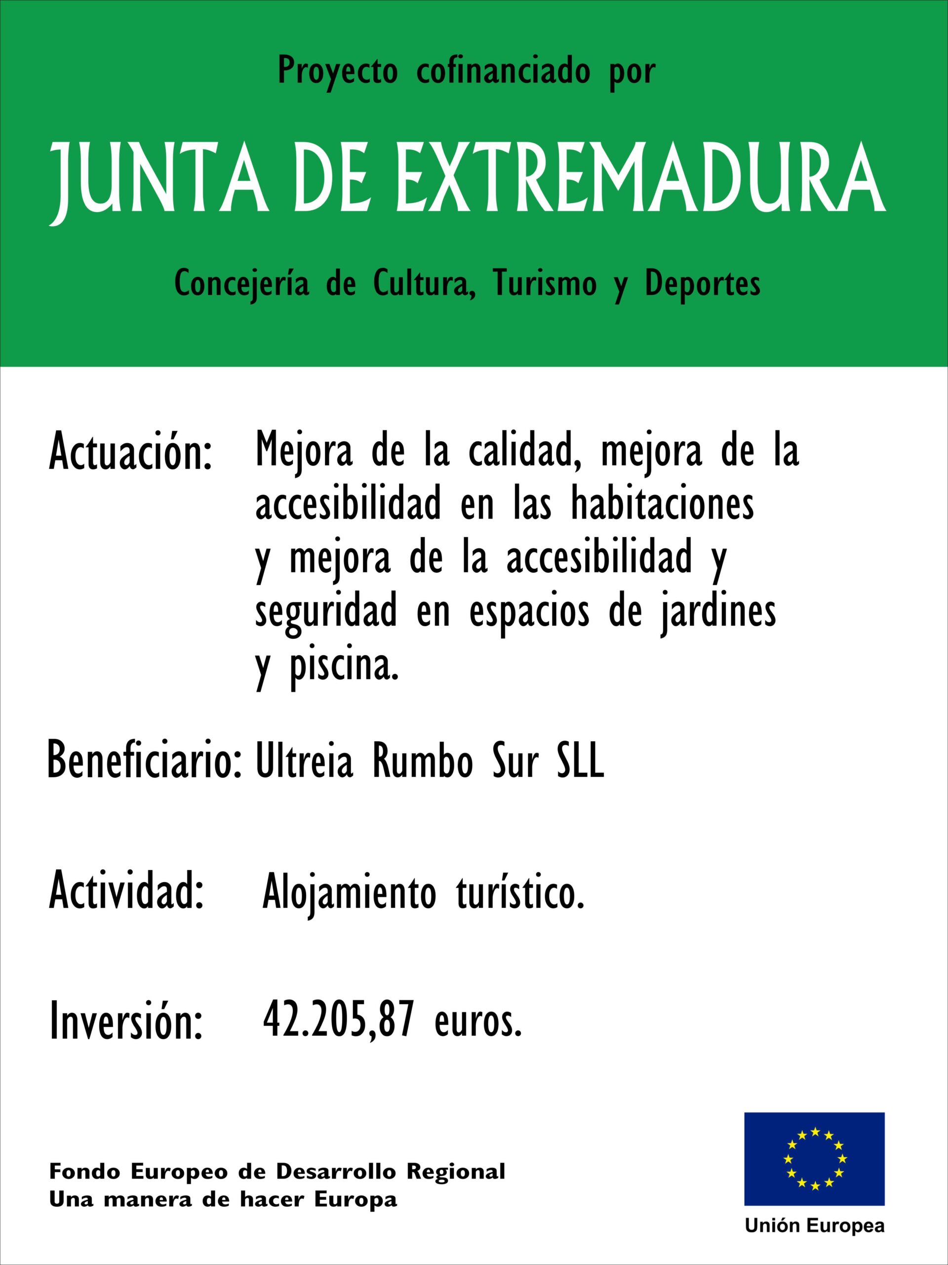 Cartel Proyecto Cofinanciado CR Junta de Extremadura 2023 Mejora de calidad.