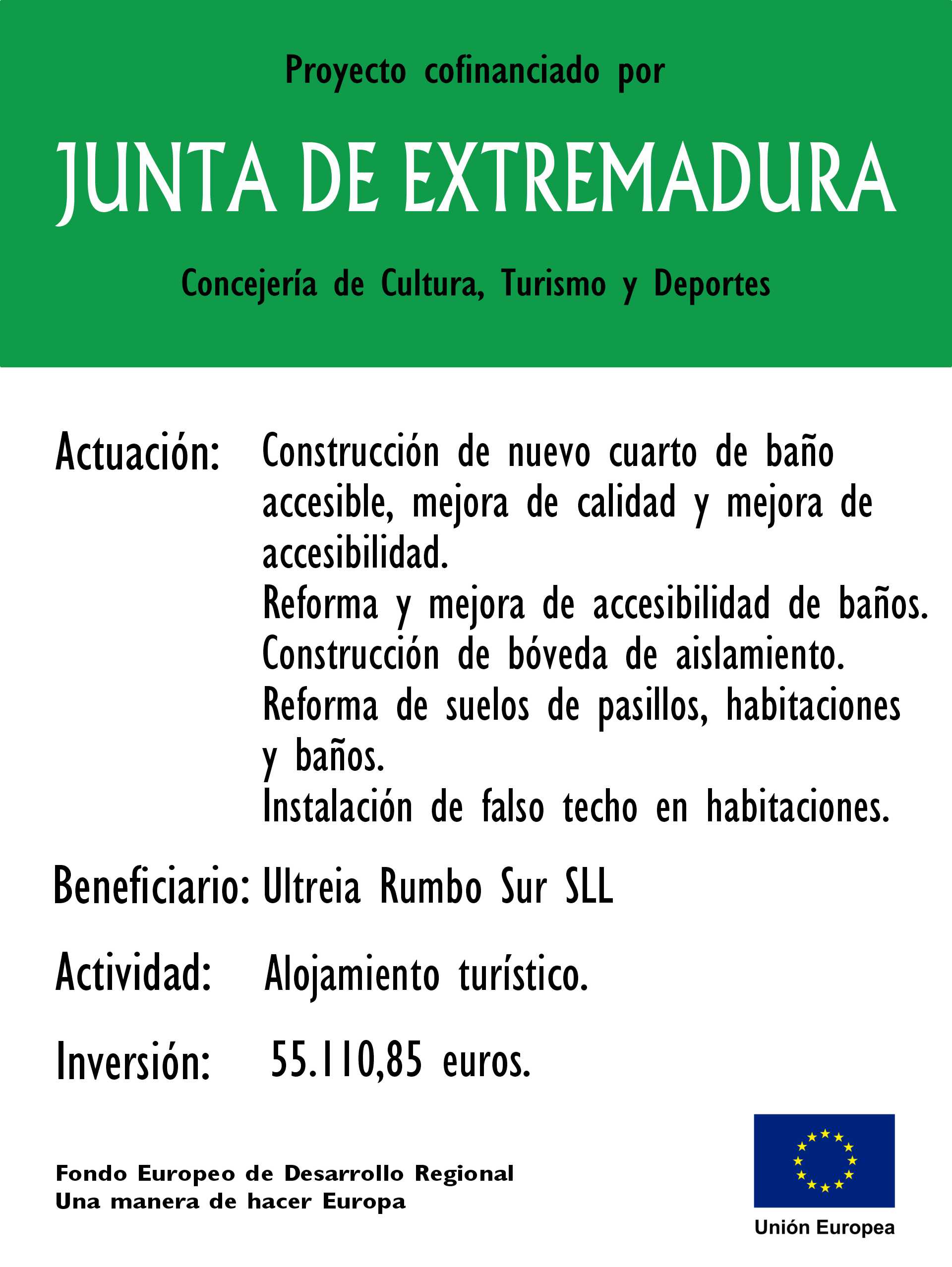 Proyecto Cofinanciado CR Junta de Extremadura 2023 Albergue Turístico